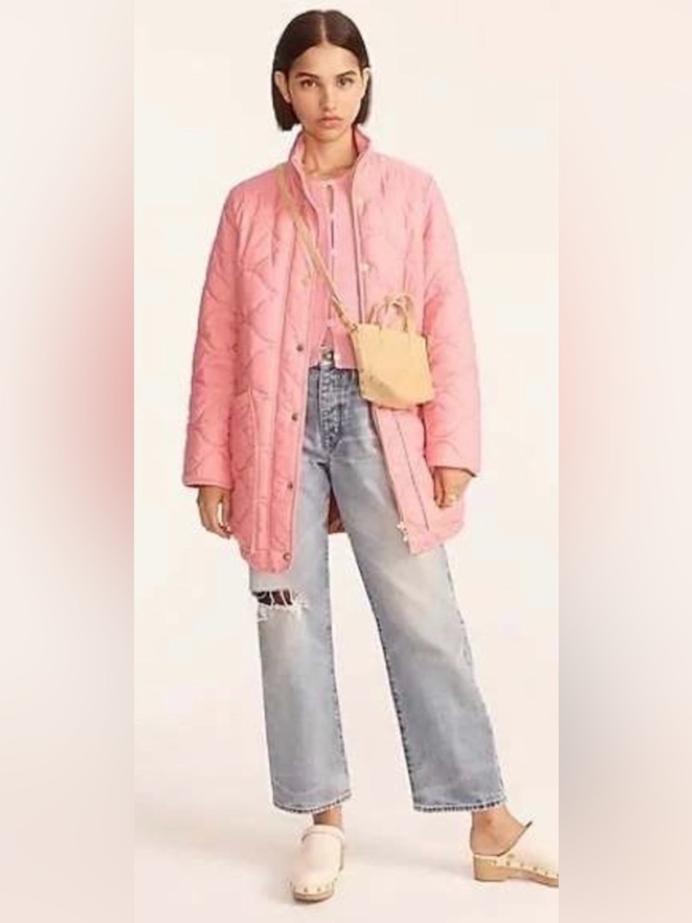 J.Crew Quilted Cocoon Puffer Coat with PrimaLoft in warm Rose size M